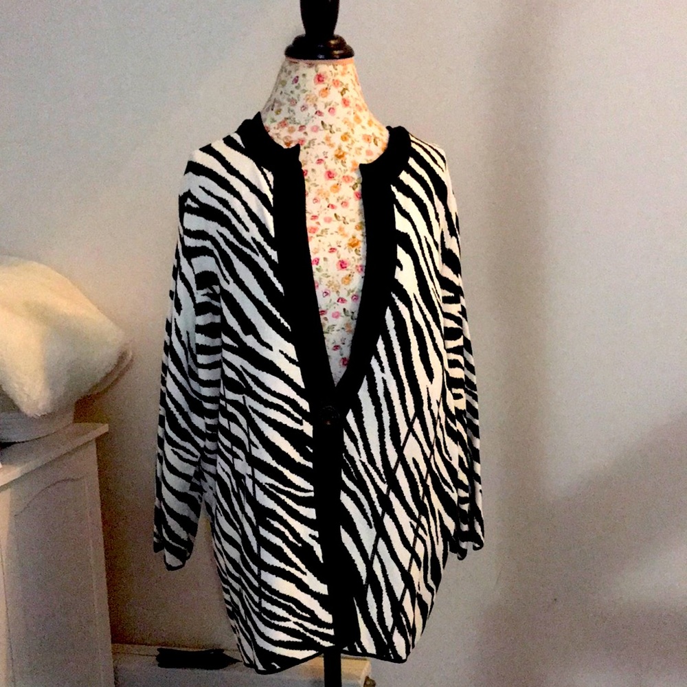 🆕NWOT* JONES NEW YORK ZEBRA CARDIGAN SWEATER SIZE 3X